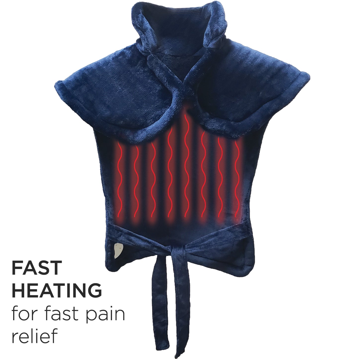 Dr Relief by SUNAID Extra Large Full Back Shoulders and Neck Heating Pad 24" x 33" Fast Heating Wrap with Auto Shut Off for Back, Neck and Shoulder, Abdomen, Waist Pain Relief, Dry/Moist Option (Navy)