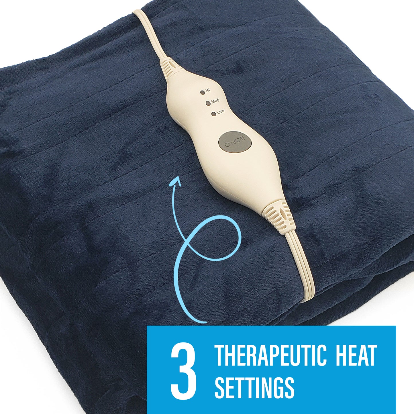 SUNAID Electric Heated Throw Blanket Fleece with Controller, 50" x 60" , 4 Hours Auto Shut-Off, Fast Warming, Full-Body Comfort, Luxuriously Soft, Machine Washable (Navy)
