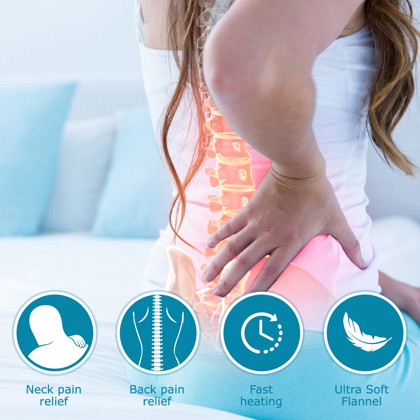 Dr Relief by SUNAID Full Back Heating Pad Fast Heating Wrap with Auto Shut Off for Back, Neck and Shoulder, Abdomen, Waist Pain Relief, Dry/Moist Option (12"x24", Gray)