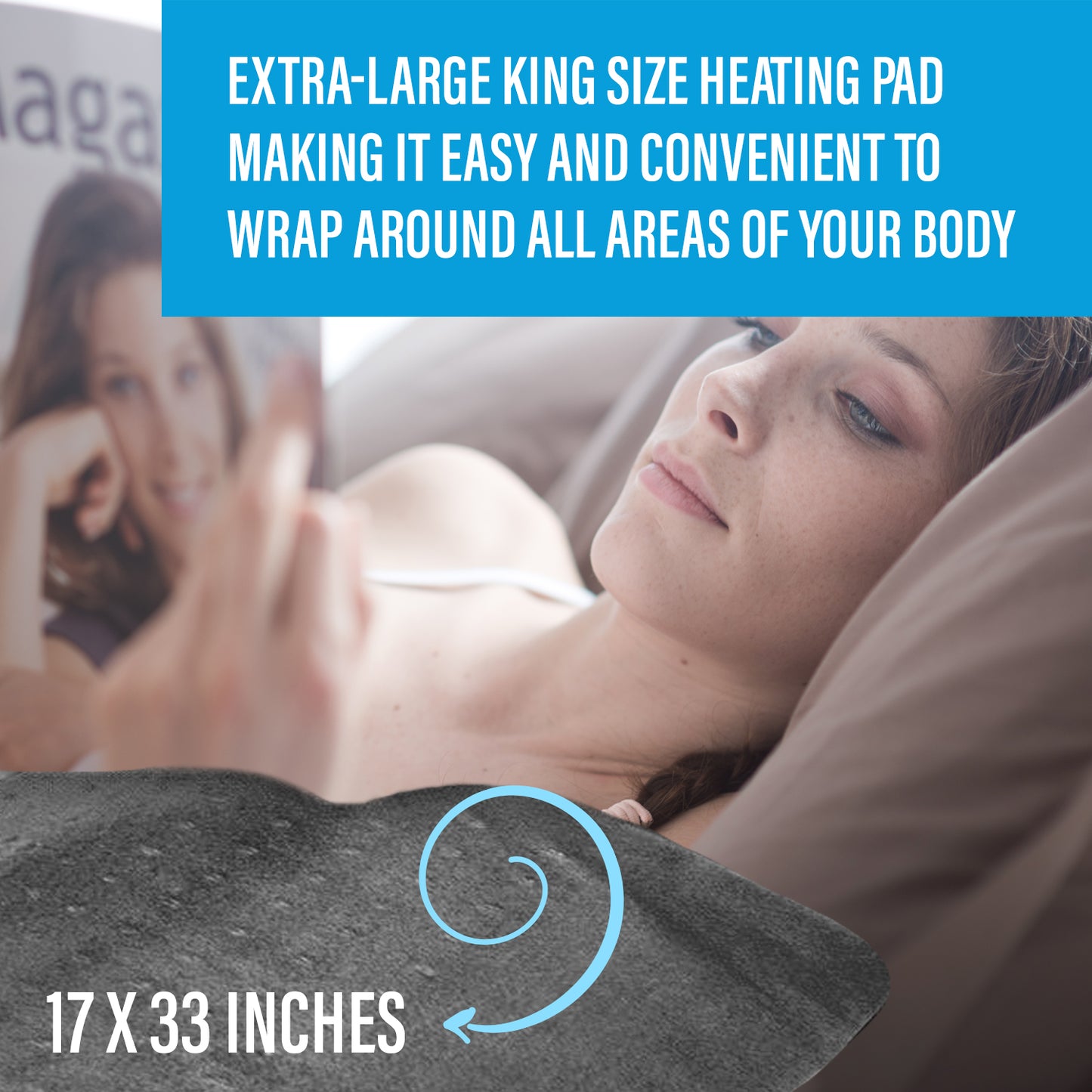 SUNAID XXX-Large Electric Heating Pad for Back Pain Relief 17"x33", 3 Heat Settings, 9' Cord, Moist Heating Option, Covers Large Areas of The Body (Gray)